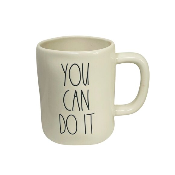 You Can Do It Rae Dunn Artisan Collection 24 Oz Ceramic Mug Classic White - Picture 1 of 6